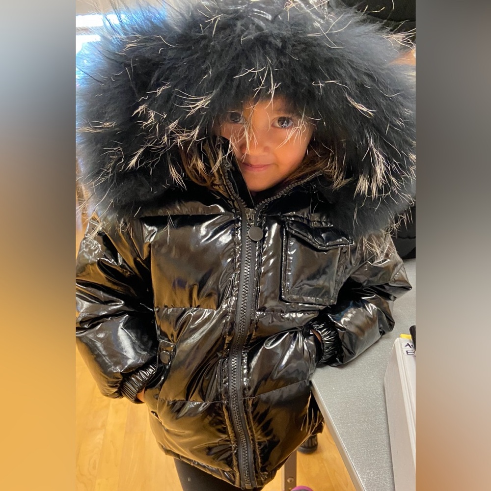 Toddler girls bomber jacket with fur